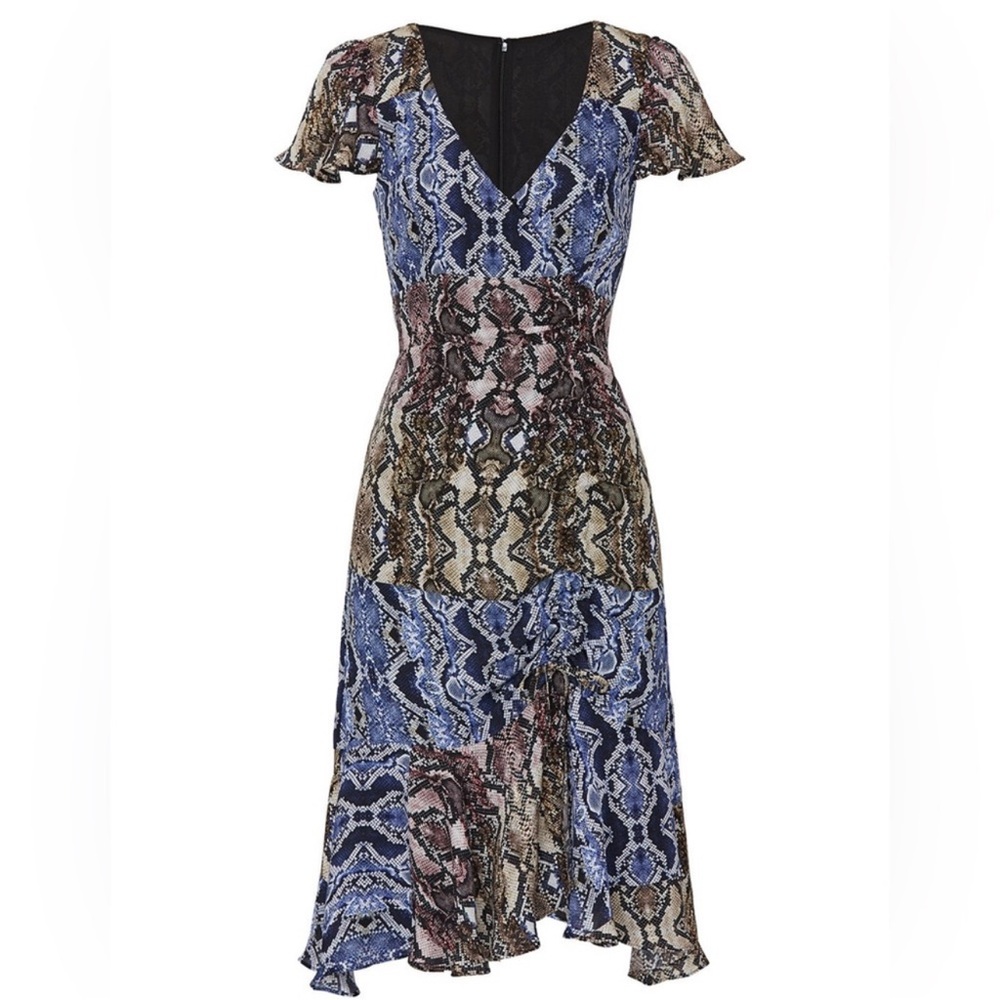 Parker Snake Print Delia Dress with Flutter Sleeves
